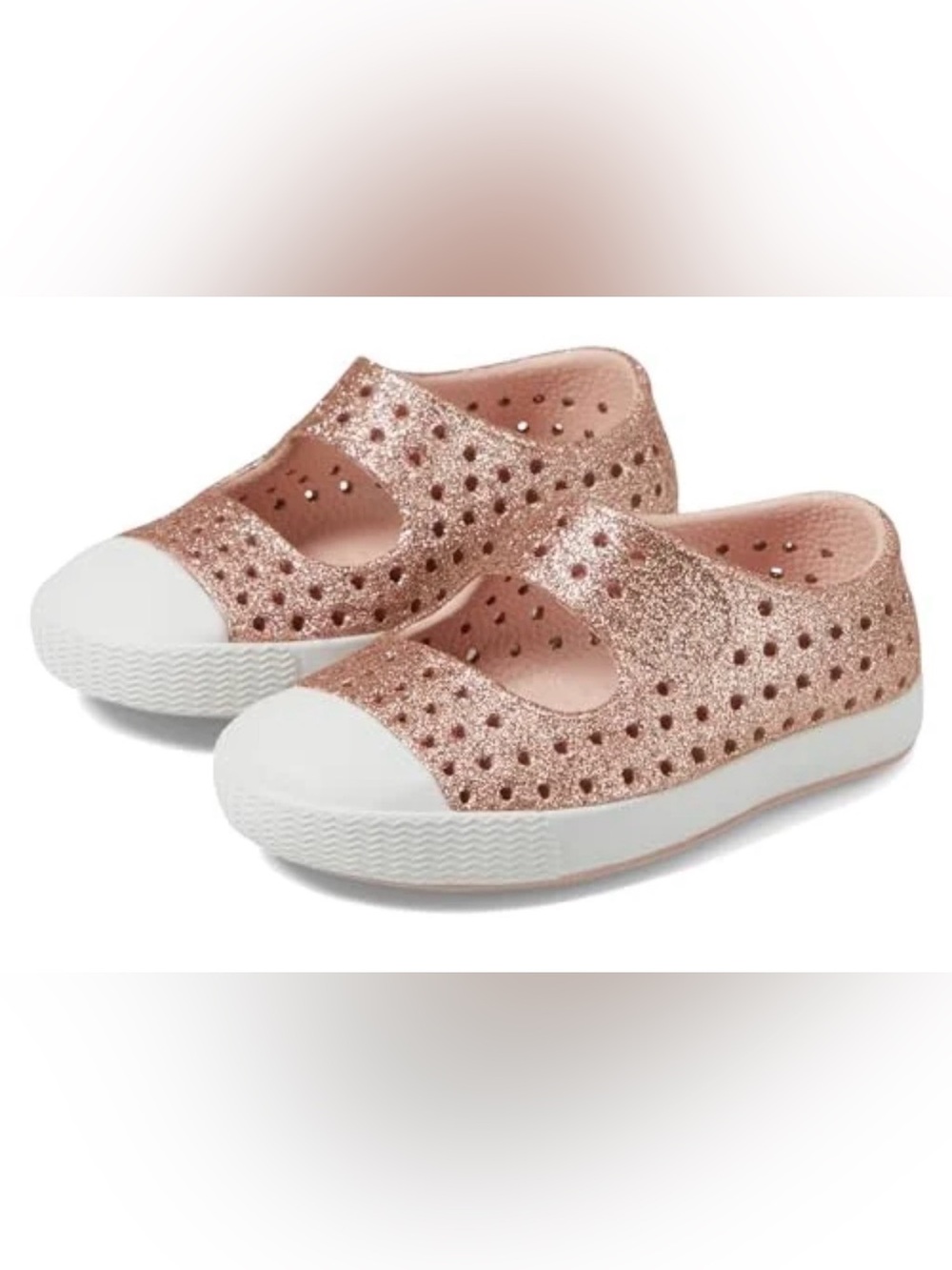 Native Shoes Kids Glitter Rose Gold Mary Jane Sneakers (C10)